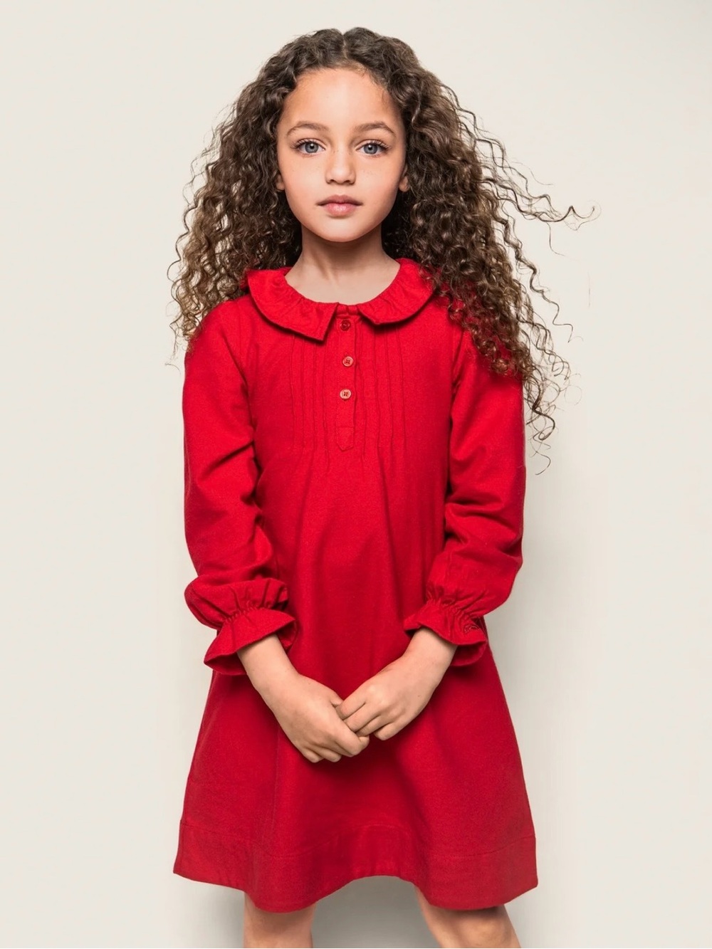 Petite Plume Girl's Flannel Victoria Nightgown in Red - Size 4